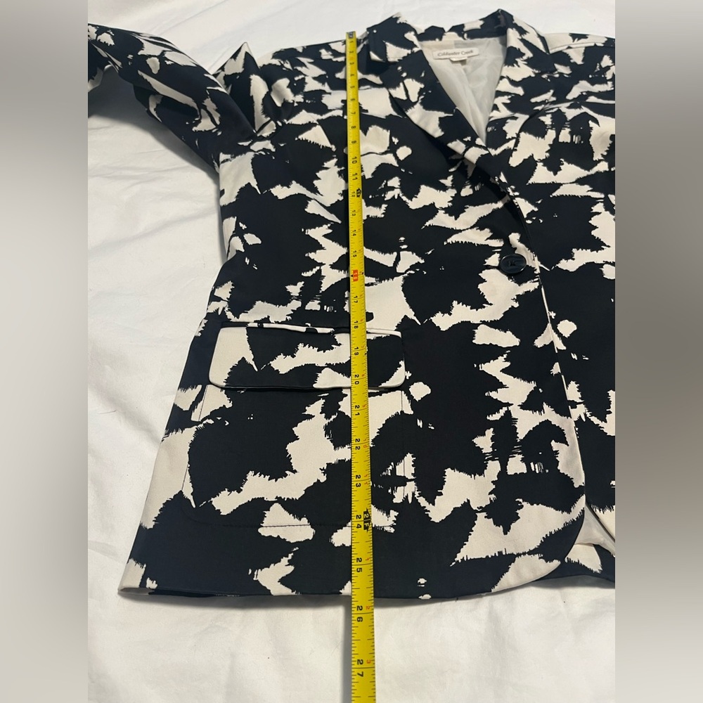 Coldwater Creek Women’s Black & White LS One Button Abstract Blazer Size 14 - Picture 14 of 16